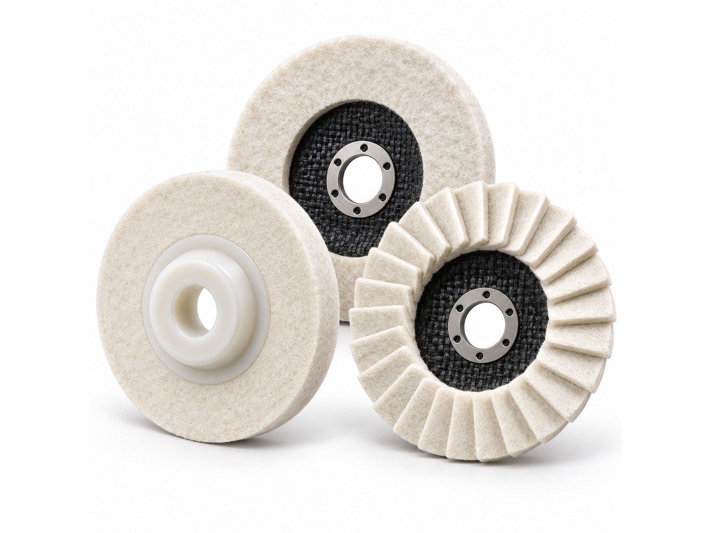 Wool felt polishing wheels and bobs