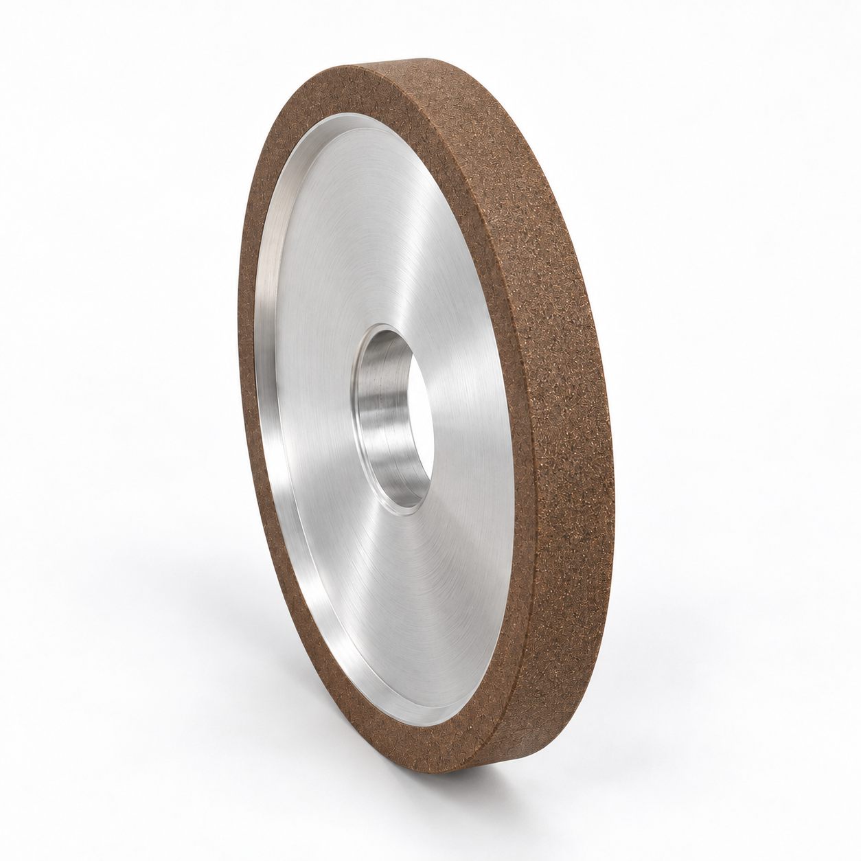 Single resin-bond diamond straight grinding wheel showing wheel thickness, bore and abrasive rim