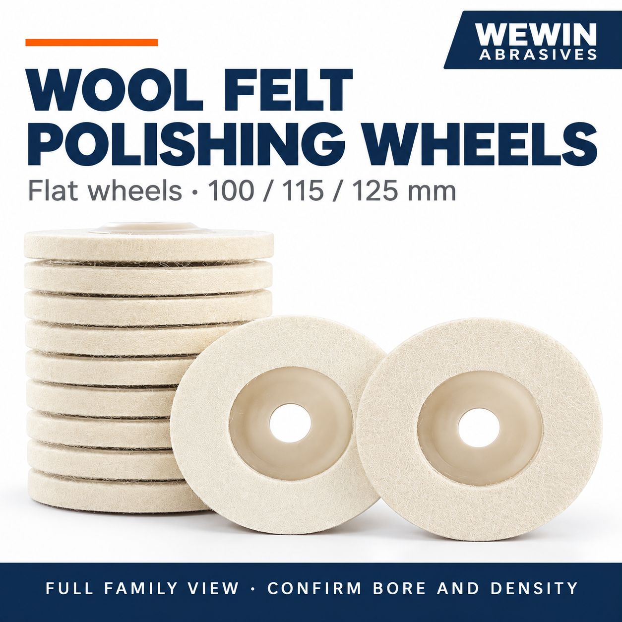 Wool felt polishing wheel product family