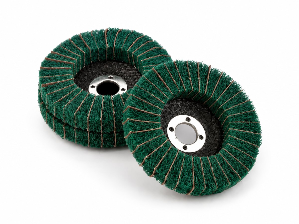 Interleaved non-woven and abrasive-cloth flap wheels