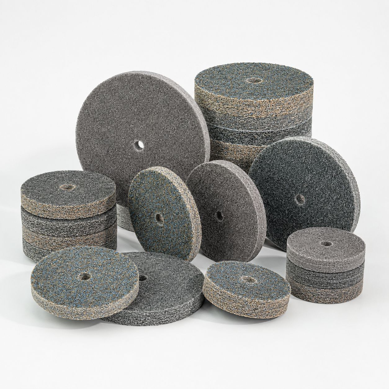 Non-woven abrasive wheel family