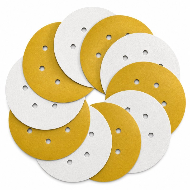 Golden 150 mm six-hole aluminum oxide hook-and-loop paper sanding discs