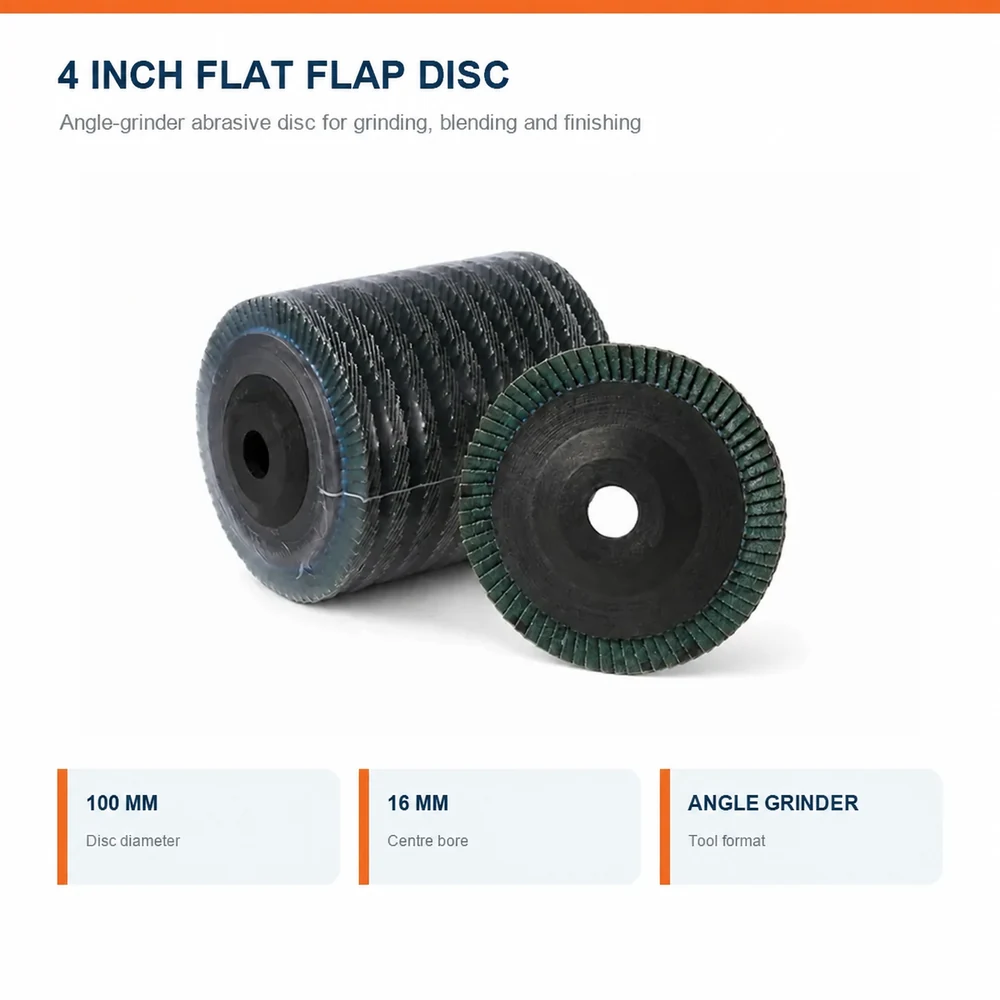 4 inch flat flap disc product overview without third-party branding