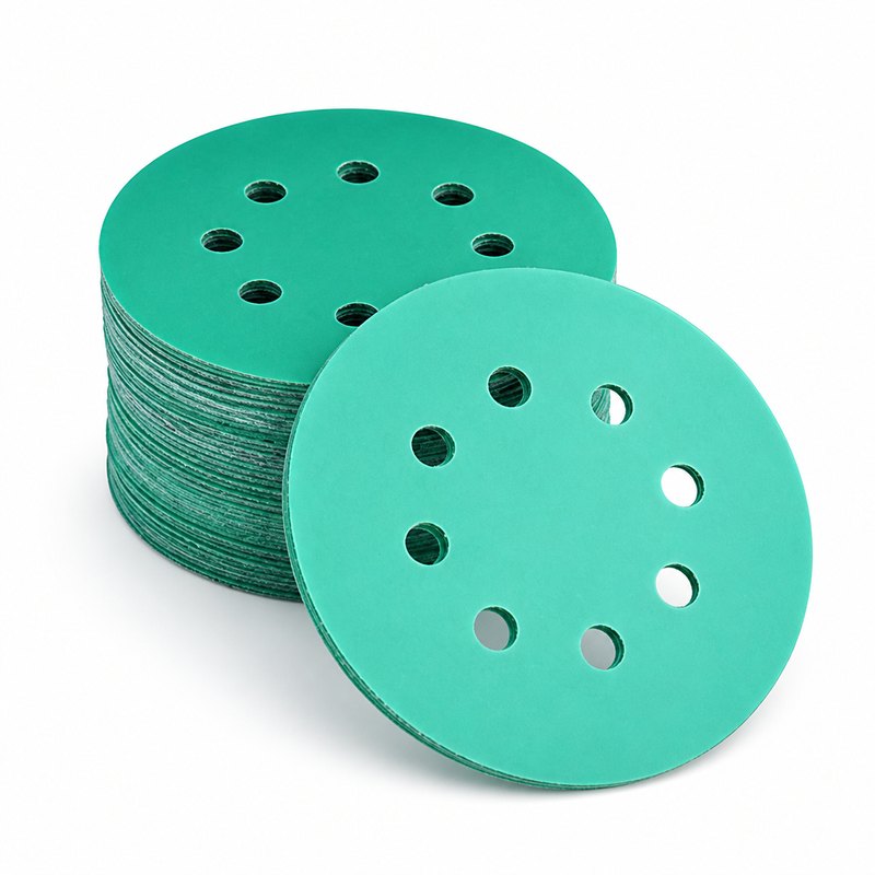 Green 125 mm eight-hole zirconia hook-and-loop film sanding discs